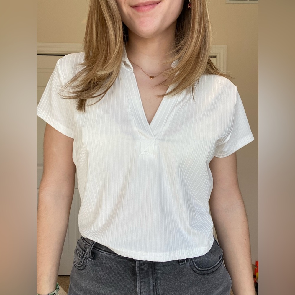 White collard crop top
